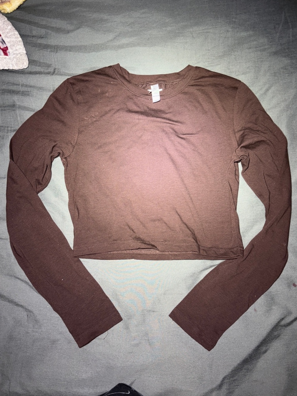 Rosio Brown Long-Sleeve Crop Top